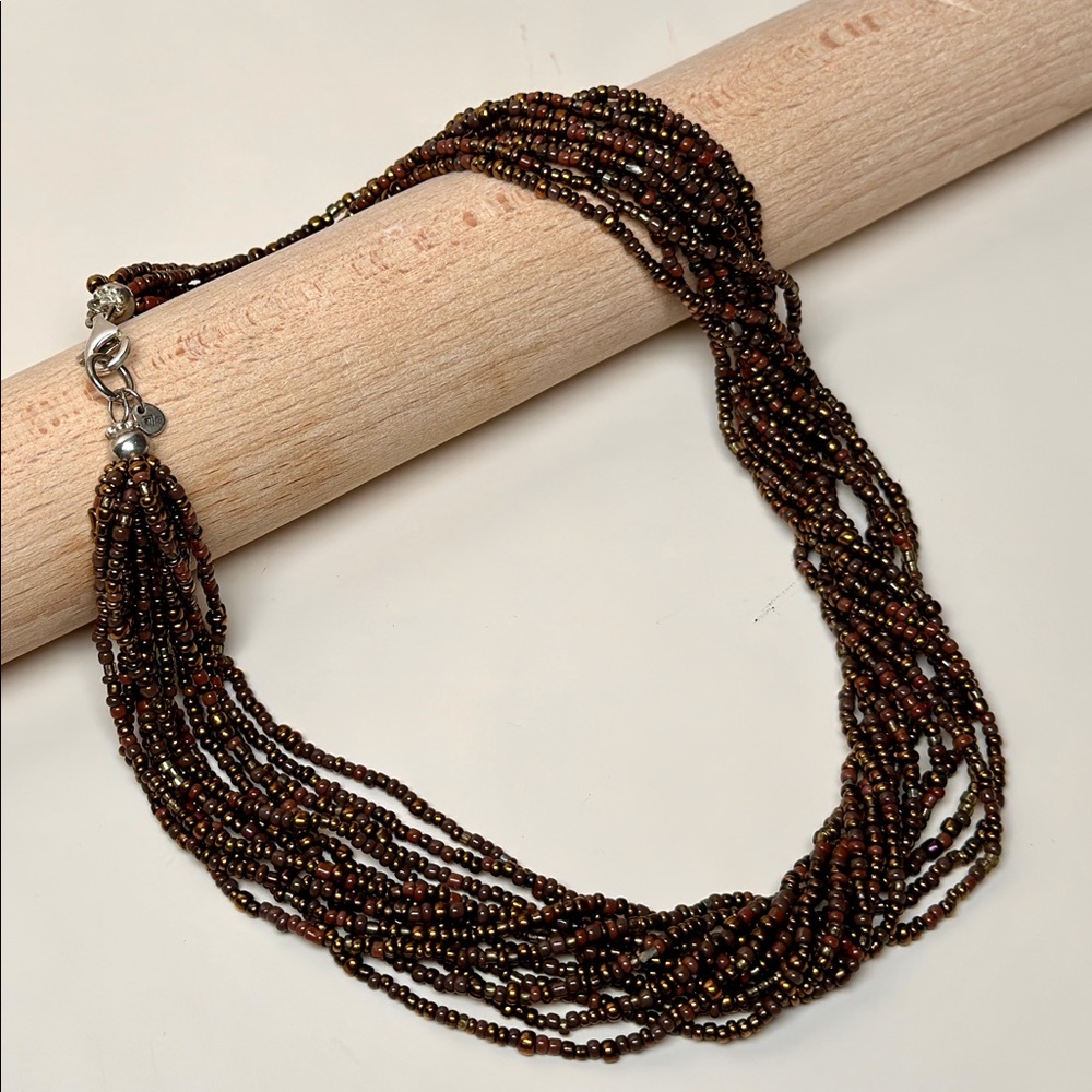 Silpada Designs Multi-strand Bronze & Brown Seed Bead Necklace